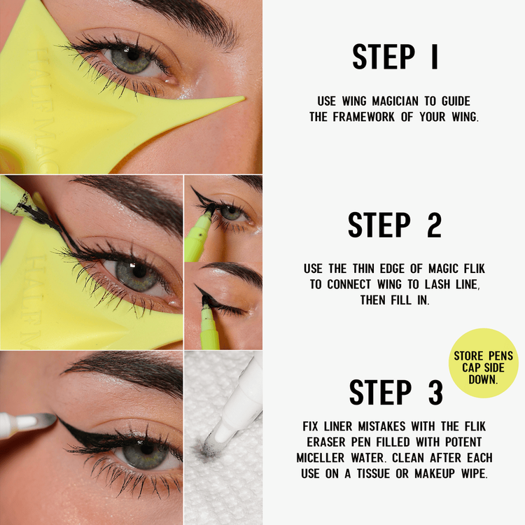 The Wing Hack - Set de regalo, delineador líquido + guía de silicón + pluma correctora