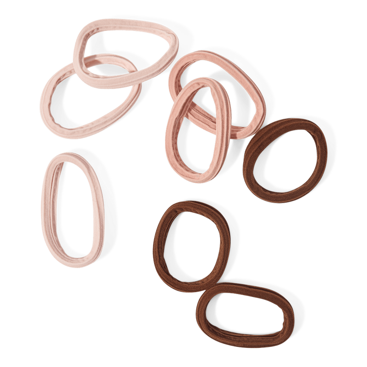 Seamless Hair Elastics - Liga para Cabello sin Costuras, sin jalar ni romper - Set 8 piezas - Rosewood