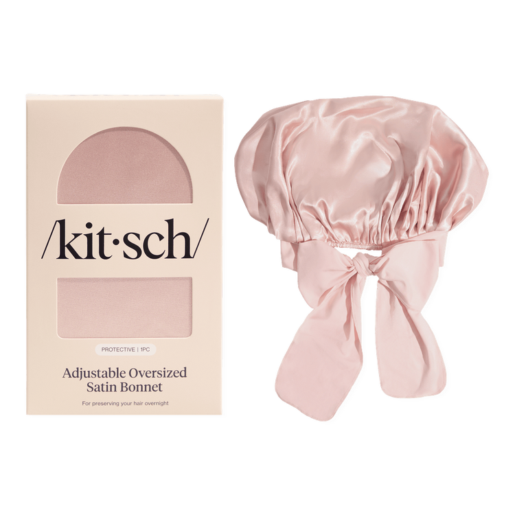 Kitsch - Gorro de Satín Ajustable y Extragrande, protección nocturna para cabello - Blush