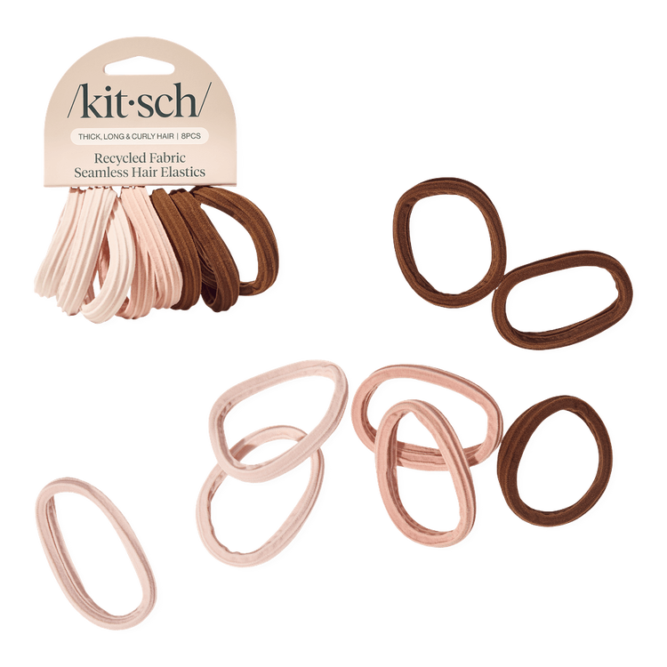 Seamless Hair Elastics - Liga para Cabello sin Costuras, sin jalar ni romper - Set 8 piezas - Rosewood