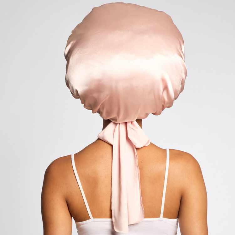 Kitsch - Gorro de Satín Ajustable y Extragrande, protección nocturna para cabello - Blush