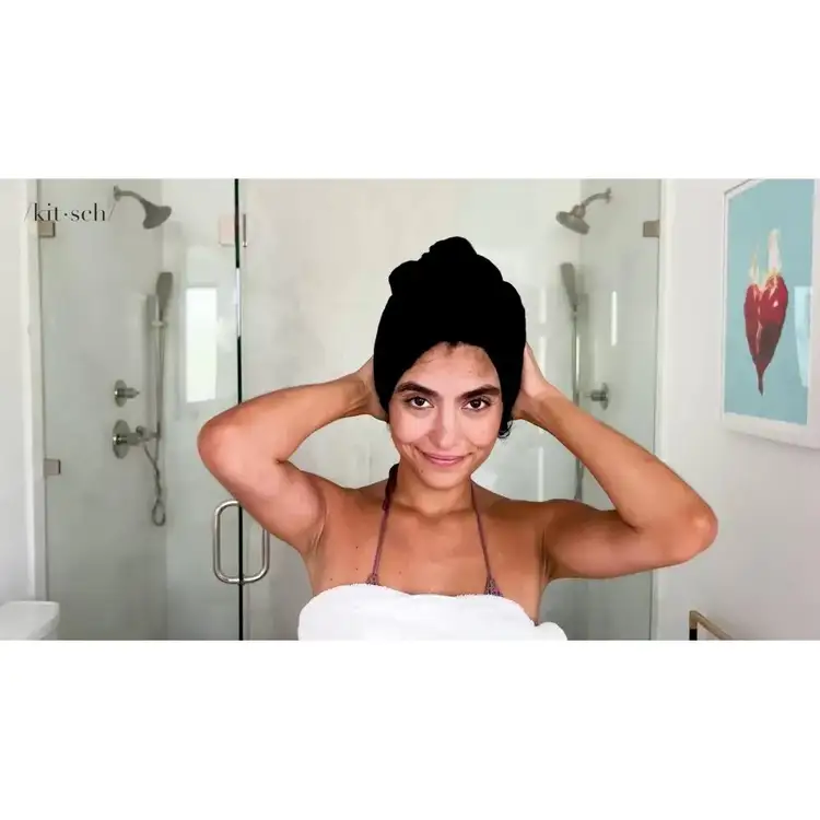 Kitsch Eco-Friendly - Toalla de Microfibra para Cabello, secado rápido - Black