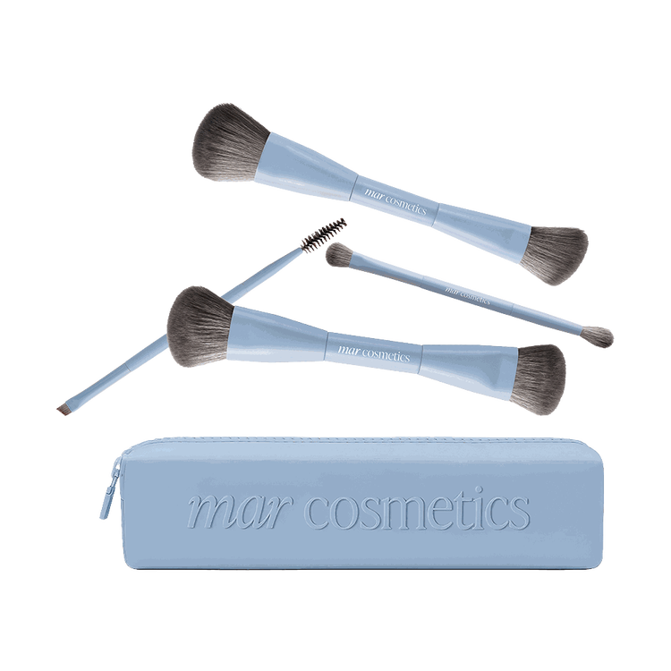 Set de 4 Brochas 2 en 1 - Kit de Brochas esenciales, con cosmetiquera