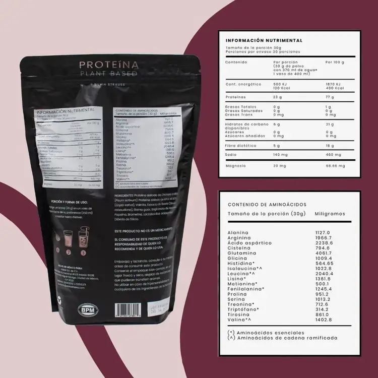 Silvia Strauss - Proteína Plant Based, enriquecida con proteínas vegetales
